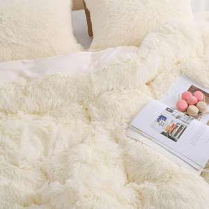 Luxury Crystal Waterproof Woven Polyester 200TC Bedsheet Set Plush Shaggy <b>Fluffy</b> Solid Four Piece Suit <b>Duvet</b> Cover Comforter - Product Image 2