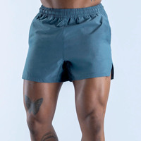 Shorts d'entraînement pour hommes en polyester gris ardoise, sans couture, avec logo personnalisé OEM en gros, taille élastique pour l'entraînement en salle de sport