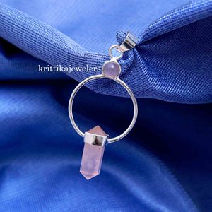 Pendentif en argent sterling 925 pour femme, pierre précieuse en quartz rose, style bohème, bijoux parfaits pour les fêtes, cadeau de mariage, amour - Product Image 2