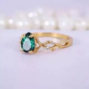 Bague de fiançailles pour femme, taille poire 3,00 carats, argent 925, plaqué or jaune, blanc ou rose 14 carats, moissanite, cadeaux Tishya Diamond - Product Image 1