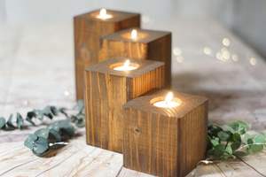 High Quality Wedding Dinning Creative Wooden Pillar Candle Holders Tea <b>Light</b> Candle Stand Unique <b>Light</b> Bulb Candles Decor - Product Image 3