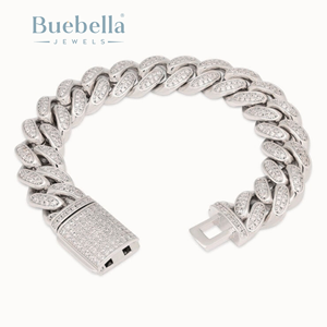 Venta caliente 15mm 18K Chapado en oro 925 Plata de ley VVS Moissanite Diamond Iced Miami Cuban Link Bracelet - Product Image 4