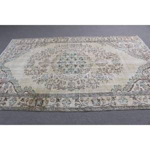 Tapis turc vintage 5,9x9,3 pieds, grand tapis persan en laine blanche - Product Image 3