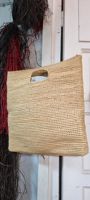 Sacs à main ouverts en raphia pour femmes, style vintage marocain, avec décoration de lettres