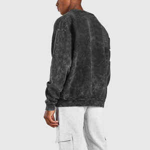 Sudaderas de lavado ácido Vintage pesado de diseño personalizado para hombres 100% algodón patrón sólido bordado pantalla de alta calidad - Product Image 6