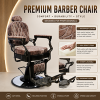 Fauteuil de Barbier Hydraulique Vintage Professionnel en Cuir PU Inclinable pour Salon de Coiffure, Chaise de Coupe de Cheveux Robuste en Bronze