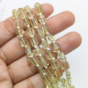 Natural Lemon Quartz Gemstone Faceted Nuggets Shape 5-12mm Beaded Strands - Product Image 5