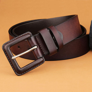 Venta caliente hombres clásicos Vintage negro marrón Correa calidad cinturones de cuero genuino con hebilla de Pin - Product Image 1