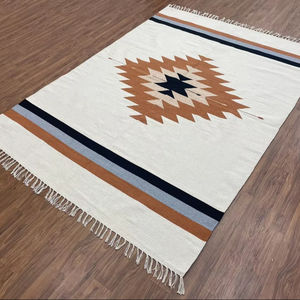 Alfombra Kilim blanca de lana tejida a mano para sala de estar Alfombra de área grande para dormitorio Alfombra de tamaño personalizado Navajo - Product Image 1