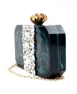 Bolso de mano de resina de diseño creativo para mujer, cadena decorativa de diamantes de imitación, también para ocasiones de fiesta de boda, accesorios, bolsos cruzados - Product Image 3