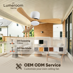 Ventilateur de plafond en bois à profil bas de 52 pouces, sans lumière, avec télécommande, pales en bois massif, pour salon et chambre à coucher, en stock aux États-Unis - Product Image 3
