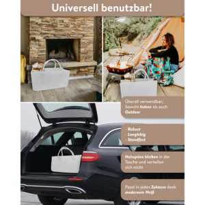 Sac de transport moderne pour bois de chauffage, en toile cirée blanche avec écran pour le rangement et le transport - Product Image 4