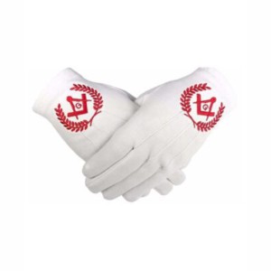 ถุงมือ Masonic งานปักสีขาวทำด้วยมือทำจากผ้าฝ้าย100% ออกแบบได้ตามต้องการ - Product Image 1