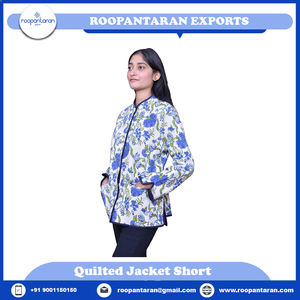 Chaqueta acolchada de algodón suave para mujer, chaqueta acolchada de la mejor calidad con estampado de bloque de mano, a la venta - Product Image 4