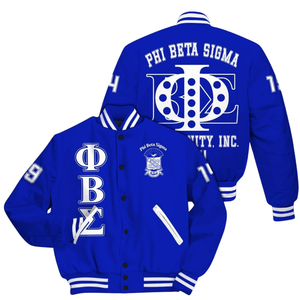Phi Beta Sigma 1914 Bleu Blanc Grec Vie Varsity Letterman Veste Fraternité Chenille Broderie Collège Veste - Product Image 5
