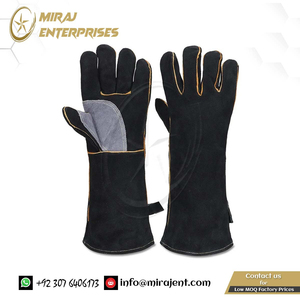 Poêle à souder barbecue Gants en cuir du Pakistan Gants résistants à la chaleur en cuir avec coutures en kevlar pour cheminée - Product Image 2
