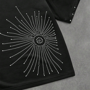 T-shirt streetwear surdimensionné avec strass, personnalisé, tendance, pour homme, avec strass - Product Image 5