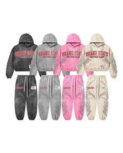 Jersey personalizado unisex, Sudadera con capucha de forro polar suave, chándal para correr con un logotipo de serigrafía abullonada que incorpora ropa de calle vintage - Product Image 1