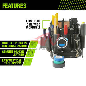 Nouveauté : Sac à outils pour électricien en cuir de qualité supérieure, avec structure extra résistante et grande capacité. - Product Image 2