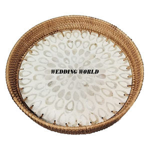 Plateau de service en rotin fantaisie plateau de créateur fait à la main de qualité supérieure concepteur de taille personnalisée nouveau plateau de service en rotin - Product Image 5