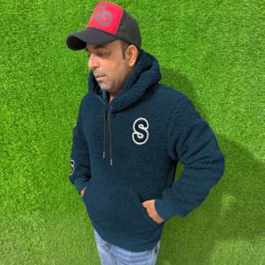 <b>Men's</b> High Quality 100% Cotton Pullover <b>Hoodies</b> <b>Sherpa</b> <b>Lined</b> Embroidered Activewear Solid Best Customized Fleece Winter - Product Image 4