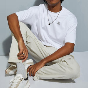 T-shirt pour homme en coton et fibre de bambou de haute qualité, couleur unie, surdimensionné, lourd, vintage, taille plus, respirant, uni - Product Image 3