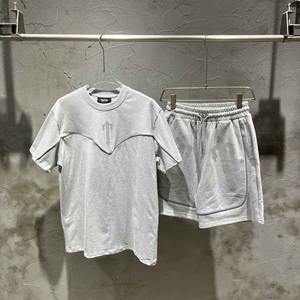 100% coton réfléchissant été sport ensemble pour hommes unisexe surdimensionné Jersey T-Shirt Shorts à la mode Style décontracté court survêtement - Product Image 4