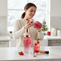 Ensemble de shaker à cocktails, boîte cadeau de barware florale avec verre à whisky, pilon et cuillère à mélanger par Magic Helper