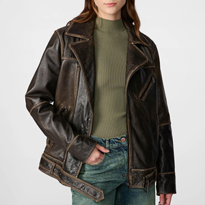 2025 tendance personnalisé femmes dernière conception chaud en cuir véritable veste à manches longues femmes en cuir veste - Product Image 1