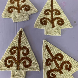 Sous-verres perlés portables faits à la main-Sous-verres de style classique Support en polyester (4x4 pouces) pour les cadeaux religieux de l'église (MS HANDICRAFT) - Product Image 1