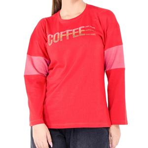 Camiseta de algodón 100% de alta calidad para mujer, manga completa, Reglan Crew, dobladillo recto, serigrafía, venta al por mayor - Product Image 1