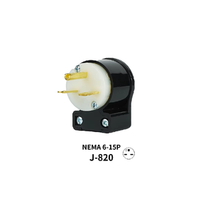 ปลั๊กไฟ Hubbell รุ่น J-820 ป้องกันน้ำมาตรฐาน NEMA 6-15P 15A 250V สำหรับปลั๊กไฟมุมฉาก สายพ่วงงานหนัก มาตรฐาน - Product Image 1