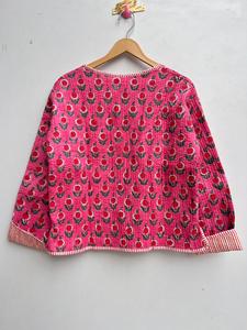 Chaqueta de Algodón Acolchada Ecológica con Estampado Floral Hecho a Mano en India para Mujer, Transpirable, Reversible, con Botones en la Parte Delantera, Abrigos Casuales - Product Image 5