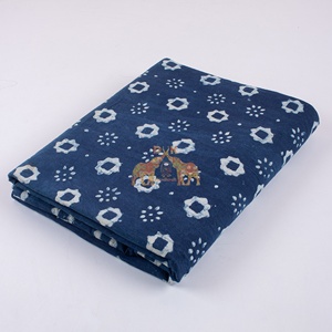 ผ้าม่านผ้าฝ้ายแท้ลายดอกไม้สีครามทำด้วยมือเป็นมิตรกับสิ่งแวดล้อมผ้าทอลายทแยงอินเดียสำหรับเด็กผู้หญิงใหม่ล่าสุด - Product Image 3