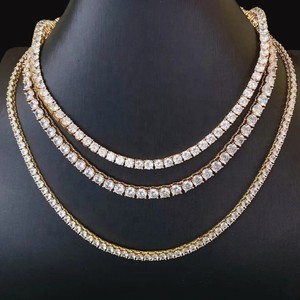 Cadena DE TENIS personalizada con diamantes de moissanita VVS de plata 925, cadena de Hip Hop de calidad Premium para hombres y mujeres, collares de cadenas finas - Product Image 3