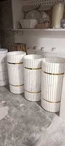 Home Hotel Modern Artificial Stone Resin Wash <b>Basin</b> Solid Surface Freestanding Wash <b>Basin</b> Pedestal Sink for Bathroom - Product Image 6