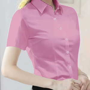 Top Trending Summer Premium Casual Shirt 100% Algodón Turn-Down Collar Camisas Transpirable Manga corta Camisa de mujer - Product Image 1