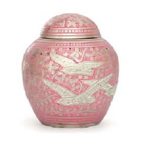High Quality Brass Cremation <b>Keepsake</b> Urns With Full Engraving Gold And Pink Finished For Human <b>Ashes</b>-Funeral Supply - Product Image 1