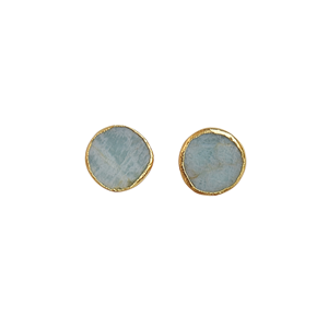 Boucles d'oreilles clous pour femme en acier inoxydable et alliage de cuivre, plaqué or 18 carats, avec amazonite sertie clos, style classique et charmant, pour les fêtes - Product Image 3