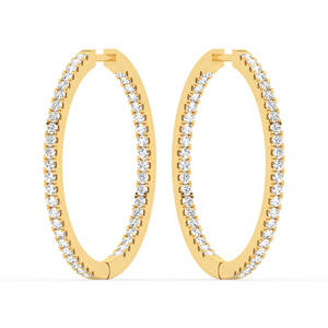 Pendientes de Aro con Diamante Cultivado en Laboratorio de 1 Ct, Corte Brillante Redondo, Certificado IGI, Estilo Moderno, Oro Amarillo de 14K para Mujer - Product Image 1