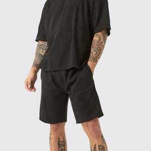 Ropa de verano para hombre, Conjunto de camiseta y pantalones cortos con apliques de corazón, conjunto doble de alta calidad, conjunto de gimnasio transpirable - Product Image 6