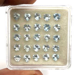 Lote de Piedras Preciosas Sueltas de Aguamarina Natural con Corte Corazón de 4 mm para la Elaboración de Joyas - Product Image 3
