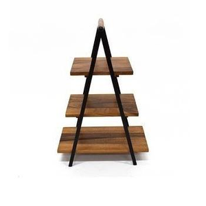 Support à gâteau en bois fait main de forme carrée, nouveau design, couleur marron, qualité élégante, trois étages, passe au lave-vaisselle, support à cupcakes Saniya - Product Image 1