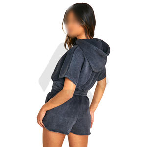 Acid Wash Women <b>Clothing</b> Good Quality Factory Rate Women Outer Wear Women Cotton Hoodie And Short Set BY AMAZING INDUSTRIES - Product Image 2