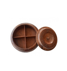 กล่องเครื่องเทศอินเดียทำจากไม้รูปทรงกลมอุปกรณ์ในครัวจากอินเดีย - Product Image 1