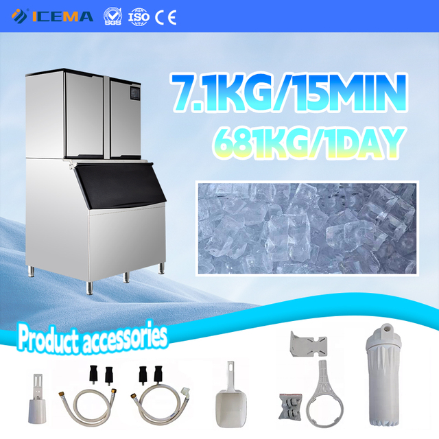 2026 Latest Models Commercial Automatic Ice Cube Machine with Emerson Motor & Gear Stainless Steel 304 700-1000kg Capacity China