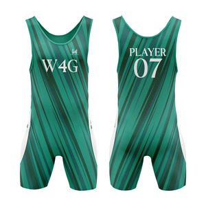 Singlet de lutte personnalisé W4G pour hommes, avec logo d'équipe américain, sangle réglable, fermeture à enfiler, nom du joueur - Product Image 1