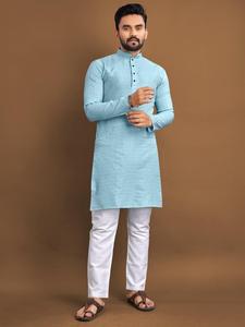 Vente chaude vêtements traditionnels indiens pour hommes auto-conception multicolore pyjama Kurta à manches longues de fournisseur indien de confiance - Product Image 5