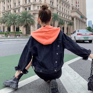 Veste à capuche Denim à la mode pour femmes vêtements d'extérieur décontractés à la mode manteau en jean à manches longues veste en jean à capuche élégante - Product Image 4