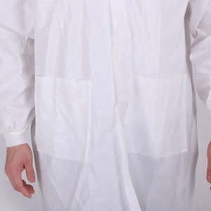 Bata blanca de laboratorio con puños elásticos Ropa de trabajo de manga larga para estudiantes masculinos Ropa de seguridad para experimentos químicos médicos - Product Image 6